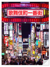 Selvklebende plakat Colorful neon signs in Shinjuku district in Tokyo, Japan