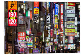 Hartschaumbild Bunte Neonreklame im Stadtteil Shinjuku in Tokyo III