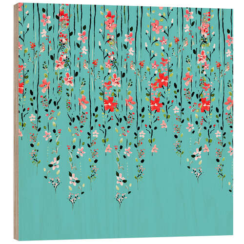 Wood print Floral Wall