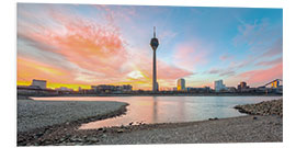 Tableau en PVC Lever de soleil sur Düsseldorf II