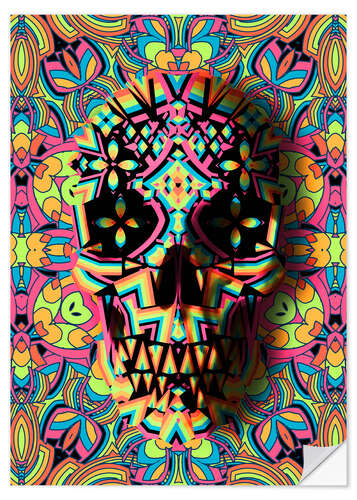 Selvklebende plakat Skull Geo