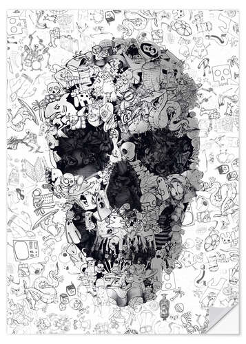 Selvklebende plakat Doodle Skull