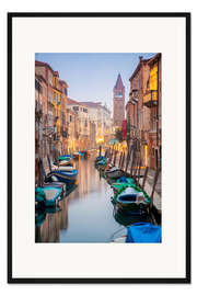 Gerahmter Kunstdruck Romantische Stadtansicht von Venedig am Abend