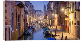 Holzbild Venedig Panorama bei Nacht