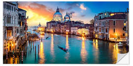 Selvklebende plakat Grand Canal in Venice at night, Italy