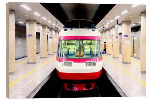 Wood print Panoramic train from Yudanaka to Nagano in Japan