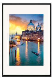 Gerahmter Kunstdruck Canal Grande mit Santa Maria della Salute in Venedig, Italien