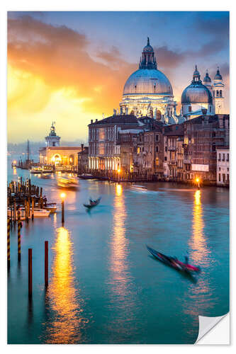 Selvklæbende plakat Grand Canal with Santa Maria della Salute in Venice, Italy