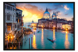 Gerahmter Kunstdruck Canal Grande bei Sonnenuntergang in Venedig, Italien