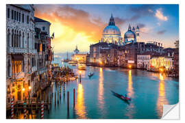 Selvklebende plakat Grand Canal at sunset in Venice, Italy