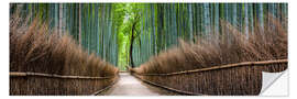 Selvklebende plakat Bamboo Forest Panorama in Sagano Arashiyama in Kyoto, Japan