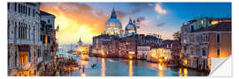 Selvklebende plakat Panorama av Canal Grande i Venezia, Italia