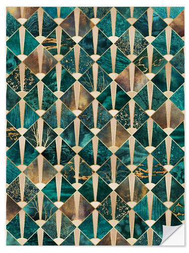 Selvklebende plakat Art Deco Tiles Ocean