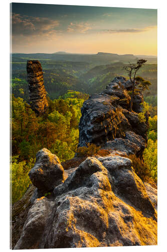 Tableau en verre acrylique Saxon Switzerland - Sunset