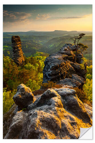 Selvklebende plakat Saxon Switzerland - Sunset