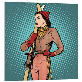 Magnettafel Skifahrerin