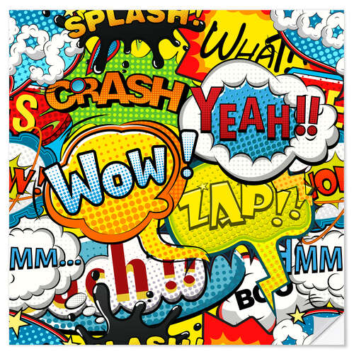 Muursticker Comic style speech bubbles