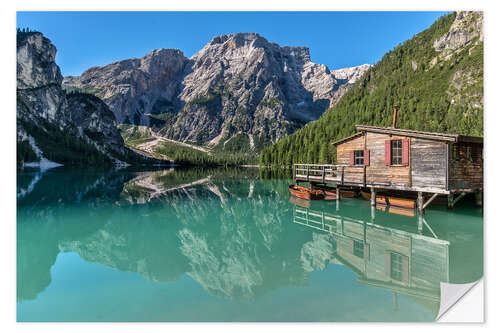 Selvklebende plakat Braies Lake South Tyrol II