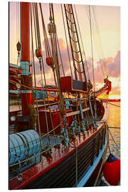 Magnettafel Sonnenuntergang am Hafen in Wismar