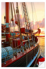 Selvklebende plakat Sunset at the port in Wismar