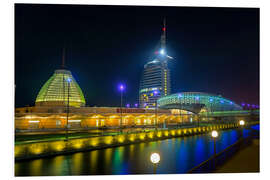 Foam board print Bremerhaven Climate House at night Havenwelten