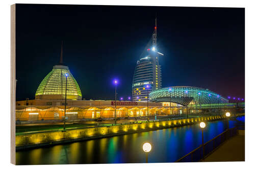 Quadro de madeira Bremerhaven Climate House at night Havenwelten