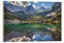 Hout print Seebensee at Ehrwald in Tirol, Austria