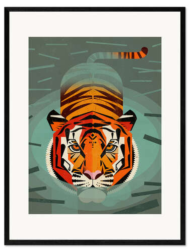 Framed art print Swimming tiger