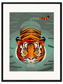 Framed art print Swimming tiger