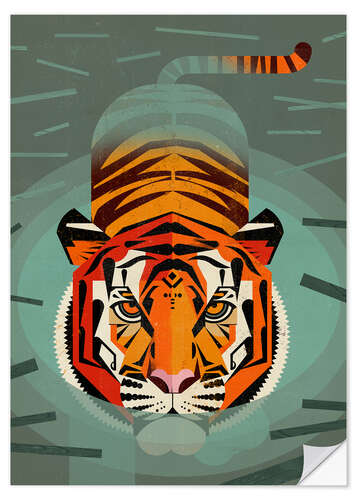 Wandsticker Schwimmender Tiger