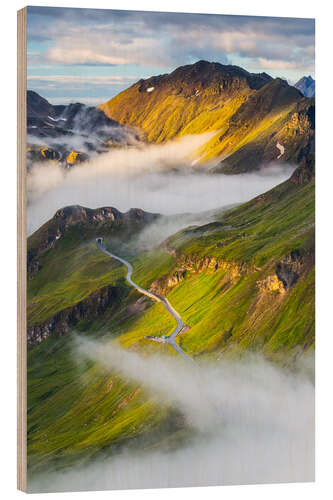 Tableau en bois Route dans les Hohe Tauern, Alpes