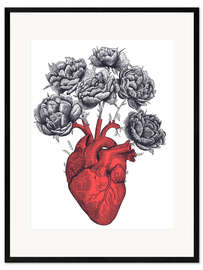 Ingelijste kunstdruk Heart with peonies