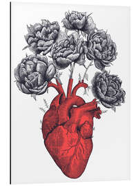 Magnettafel Herz mit Pfingstrosen