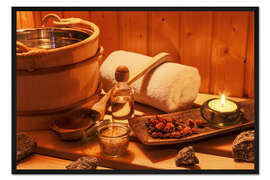 Gerahmter Kunstdruck Entspannen in der Sauna