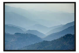 Gerahmter Kunstdruck Berglandschaft im Nebel