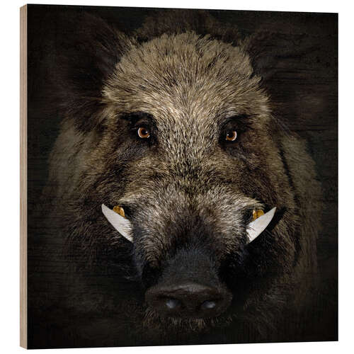 Wood print Wild boar