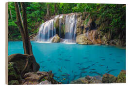 Wood print Erawan waterfall