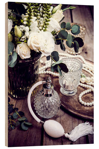 Tableau en bois Romantic perfume arrangement