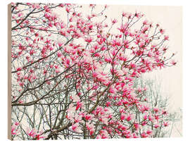 Hout print Pink Blooming