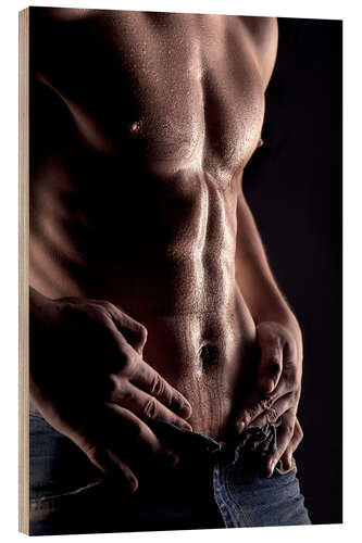 Wood print Muscular man