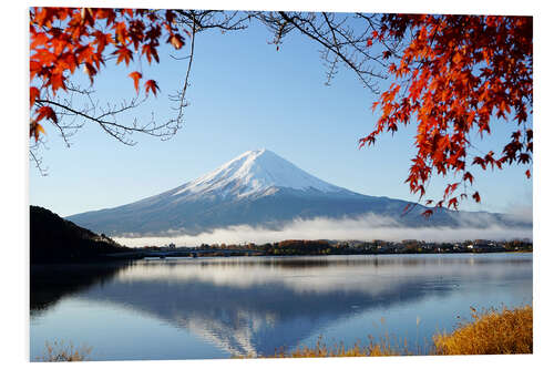 Print på skumplade Fujiyama in autumn