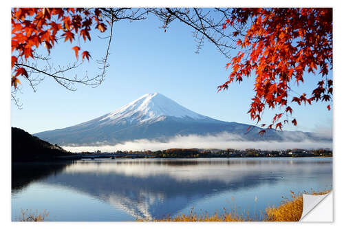 Selvklebende plakat Fujiyama in autumn