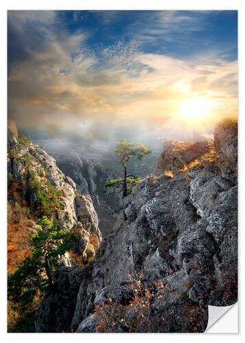 Naklejka na ścianę Dramatically lit canyon