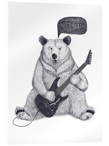 Akrylglastavla Rocking bear with electric guitar