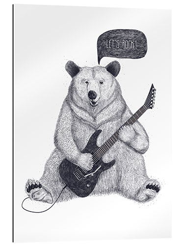 Quadro em plexi-alumínio Urso de balanço com guitarra elétrica