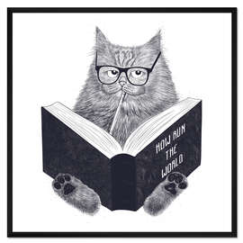 Gerahmter Kunstdruck Lesende Katze