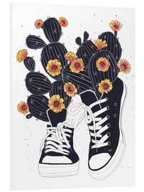 Tableau en PVC Sneakers avec des cactus en fleurs