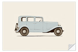 Sticker mural Voiture ancienne bleue