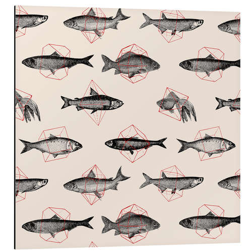 Aluminium print Fishes In Geometrics