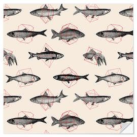 Wall sticker Fishes In Geometrics